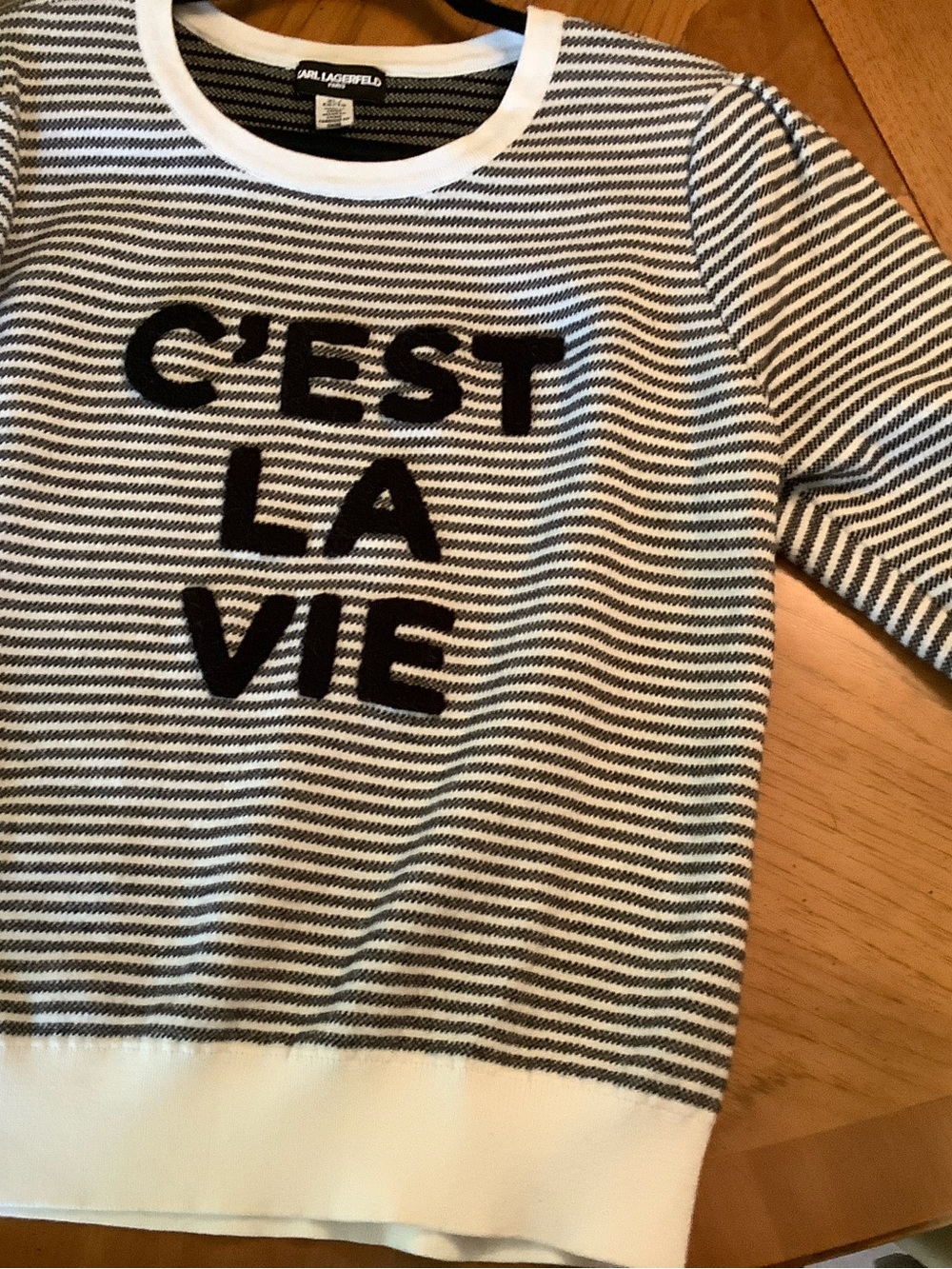 Karl Lagerfeld Black & White Striped Knit Top